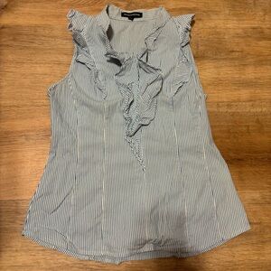 Express Blue and White Ruffle Blouse Size Medium